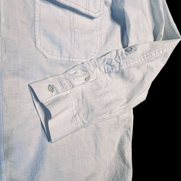 Calvin Klein Jeans White linen blend western style shirt size - Picture 7 of 16